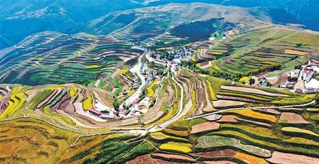 秋收时节的卓尼县杓哇土族乡景色壮美